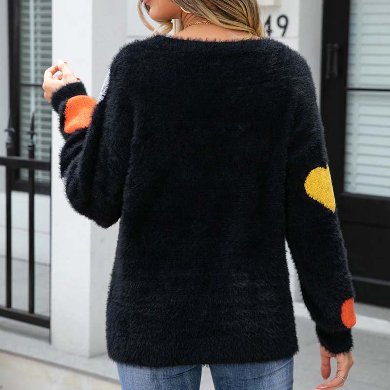 Suéter De Tricot Con Motivo De Corazón