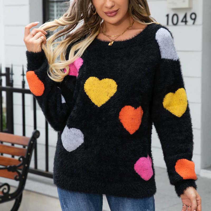 Suéter De Tricot Con Motivo De Corazón