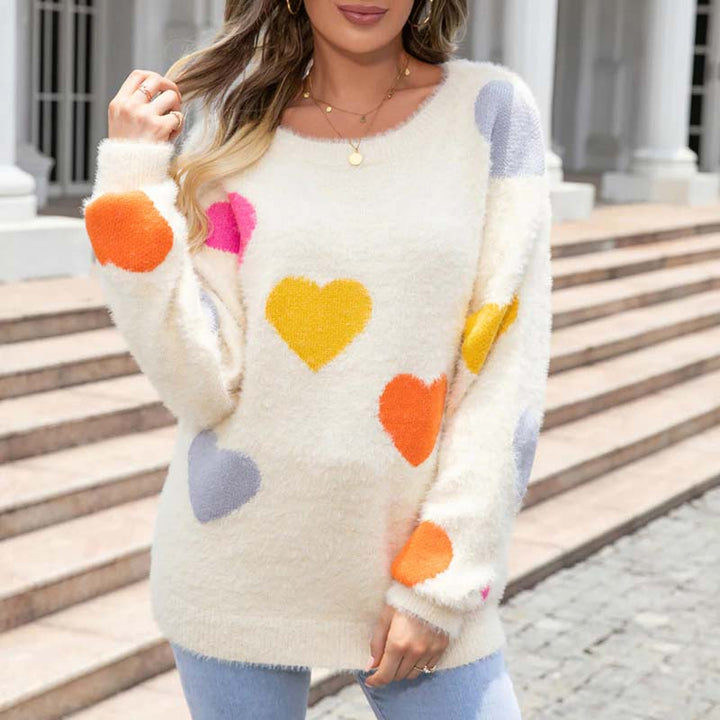 Suéter De Tricot Con Motivo De Corazón