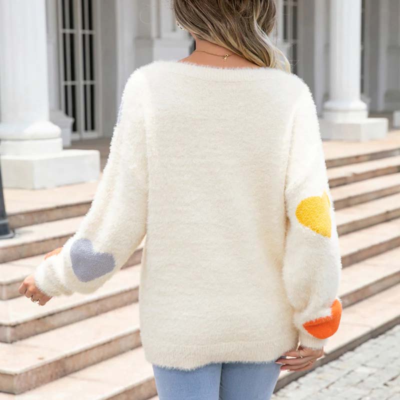 Suéter De Tricot Con Motivo De Corazón