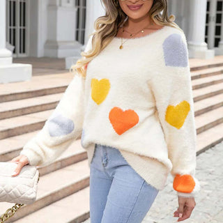 Suéter De Tricot Con Motivo De Corazón