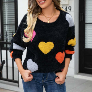 Suéter De Tricot Con Motivo De Corazón