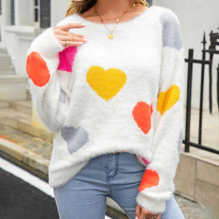 Suéter De Tricot Con Motivo De Corazón