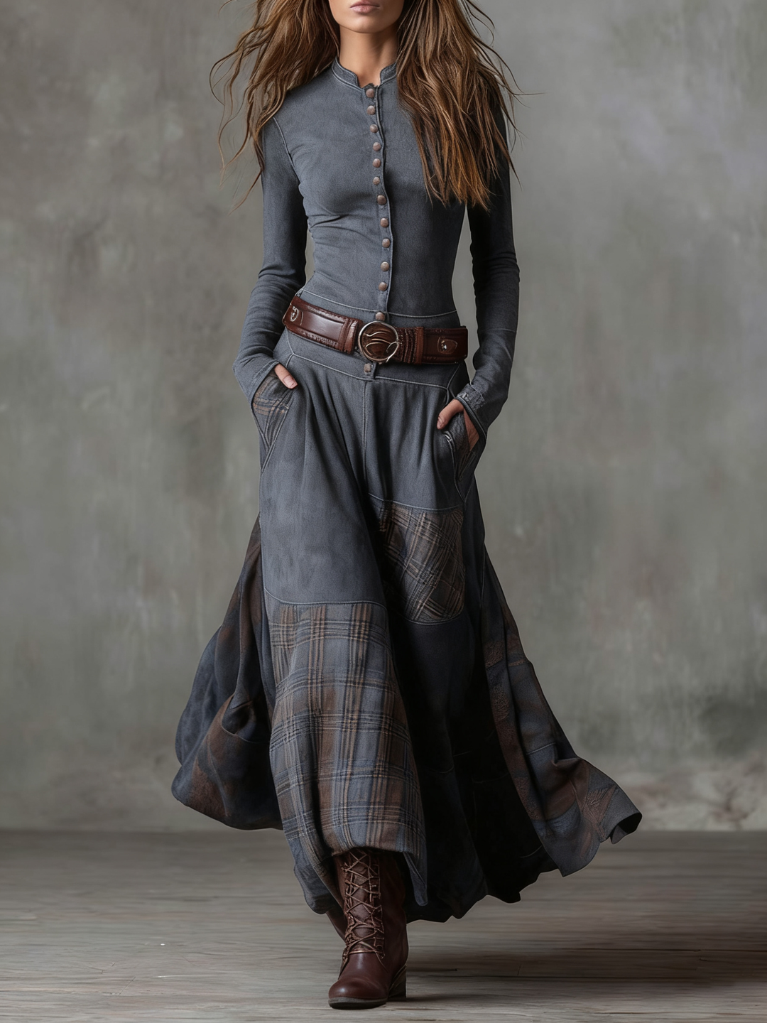 Élise | Vestido Maxi de Suédine con Cinturón
