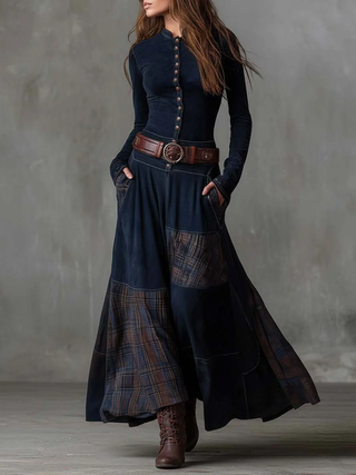 Élise | Vestido Maxi de Suédine con Cinturón