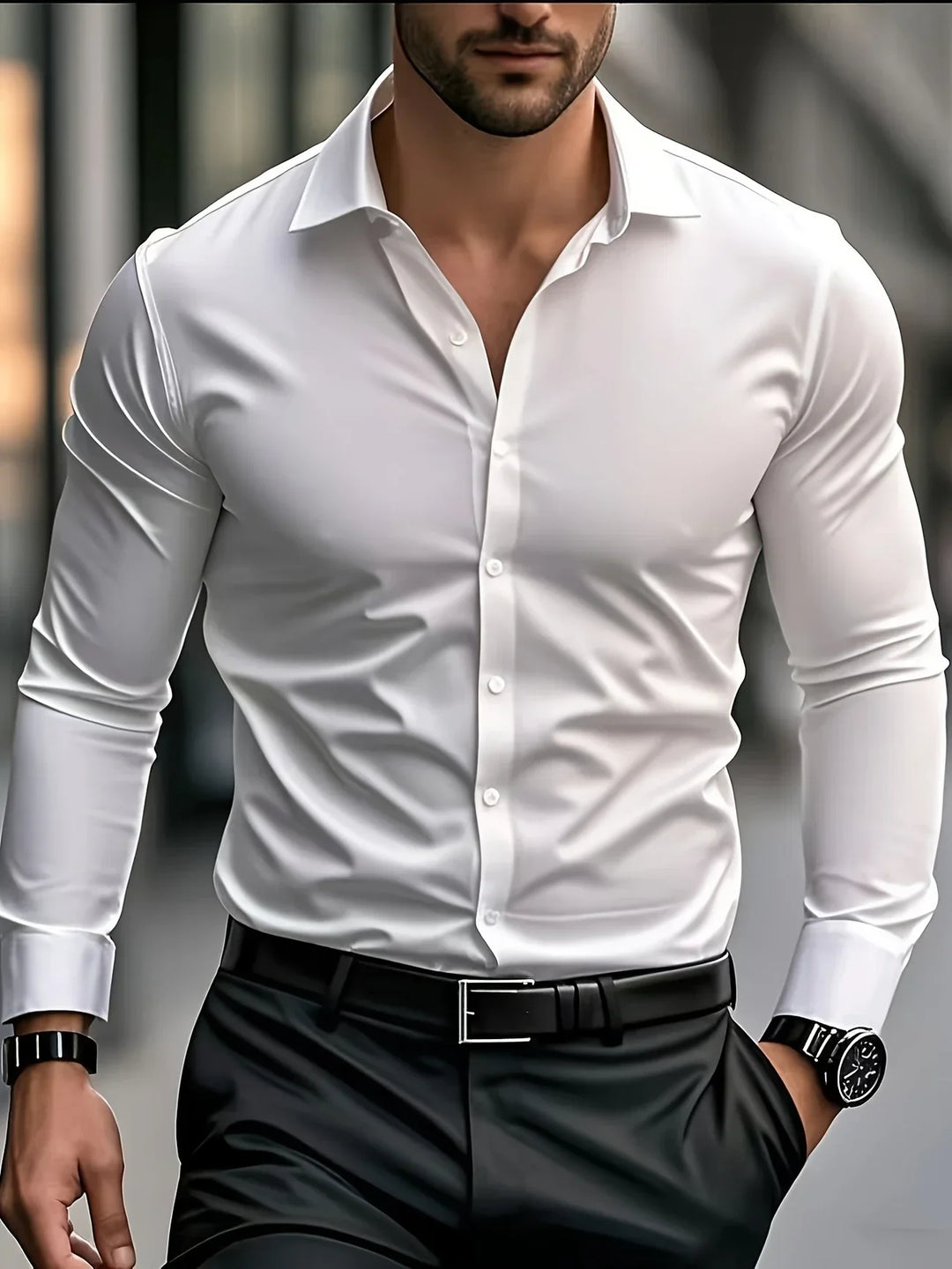 Elvoria | Camisa elegante de manga larga con botones