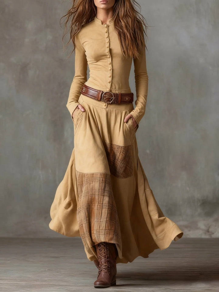 Élise | Vestido Maxi de Suédine con Cinturón