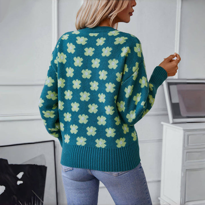 Suéter Casual De Punto Floral