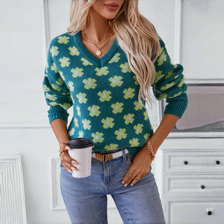 Suéter Casual De Punto Floral