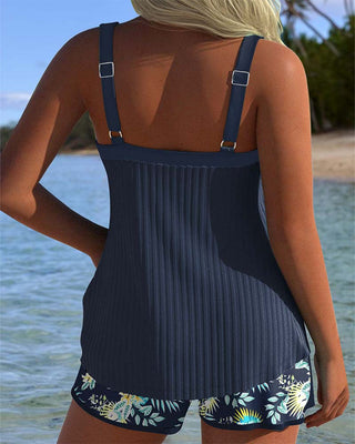 Rocío™ | Tankini a rayas con braguita de dos piezas