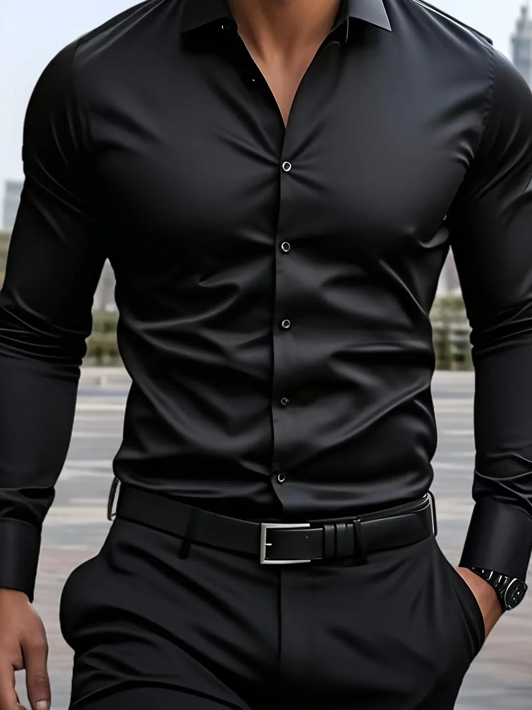 Elvoria | Camisa elegante de manga larga con botones