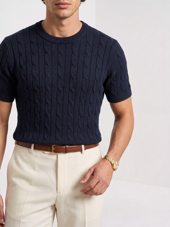 Camiseta de Cachemira con Trenzado