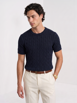 Camiseta de Cachemira con Trenzado