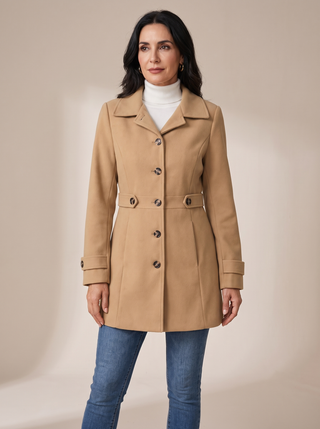 Abrigo slim elegante color camel