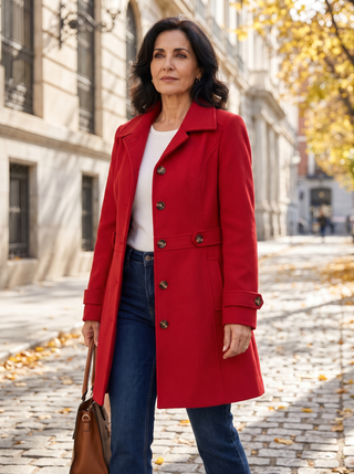 Abrigo slim elegante rojo
