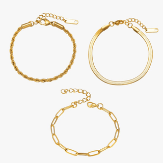Esencial | Conjunto de pulseras chapadas en oro de 18 quilates