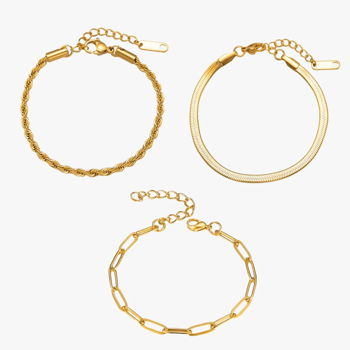 Esencial | Conjunto de pulseras chapadas en oro de 18 quilates