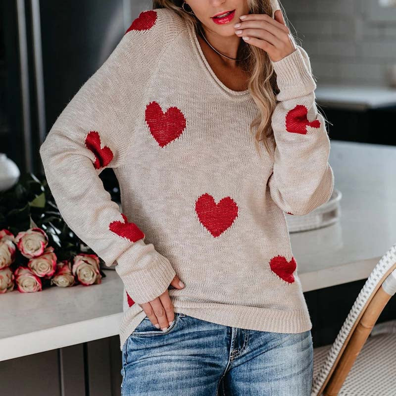 Suéter De Tricot Con Motivo De Corazón