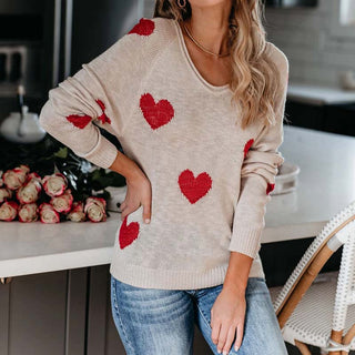 Suéter De Tricot Con Motivo De Corazón