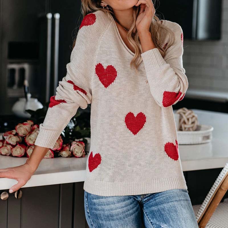 Suéter De Tricot Con Motivo De Corazón