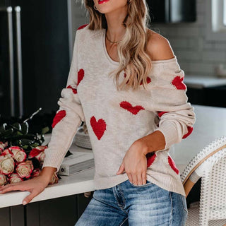 Suéter De Tricot Con Motivo De Corazón