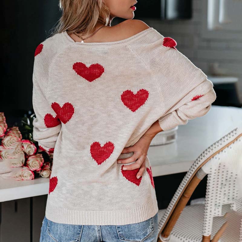 Suéter De Tricot Con Motivo De Corazón