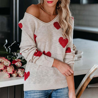 Suéter De Tricot Con Motivo De Corazón