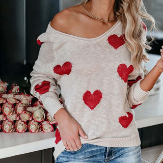 Suéter De Tricot Con Motivo De Corazón