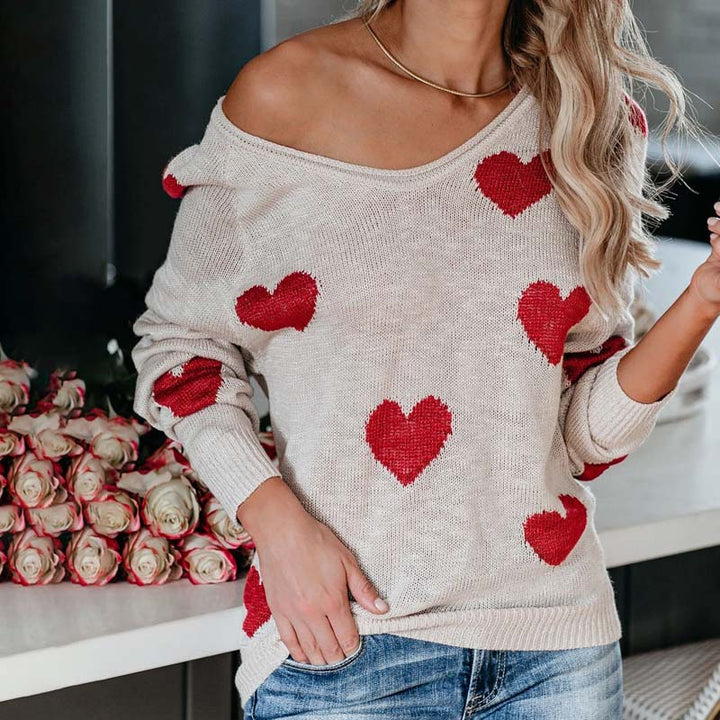 Suéter De Tricot Con Motivo De Corazón