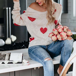 Suéter De Tricot Con Motivo De Corazón