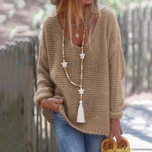 Pull Sexy Con Cuello En V Casual