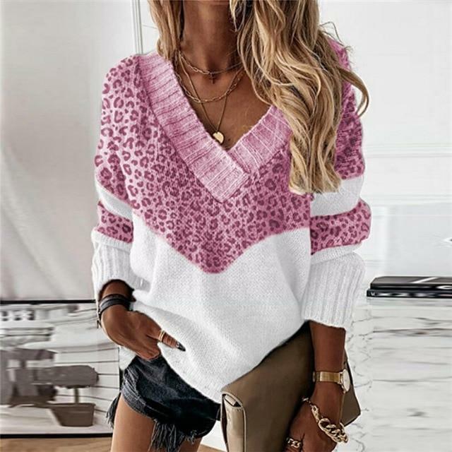 Sudadera Patchwork con Estampado de Leopardo