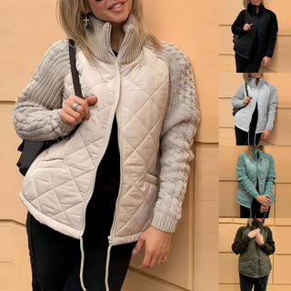 Chaqueta Acolchada con Mangas de Punto Trenzado