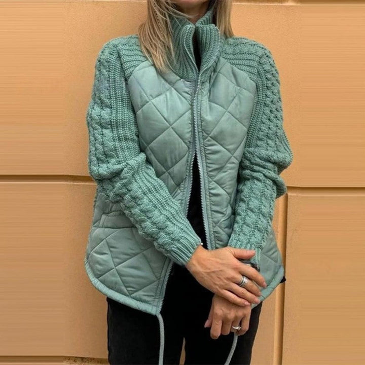 Chaqueta Acolchada con Mangas de Punto Trenzado