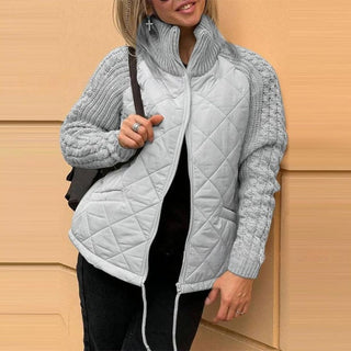 Chaqueta Acolchada con Mangas de Punto Trenzado