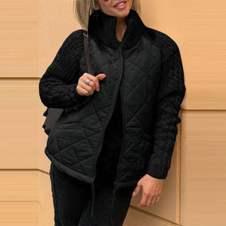 Chaqueta Acolchada con Mangas de Punto Trenzado