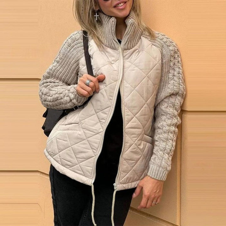 Chaqueta Acolchada con Mangas de Punto Trenzado
