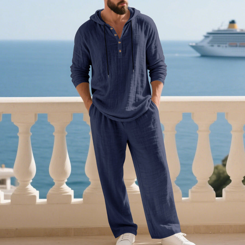 Elvoria | Conjunto de Top y Pantalón Casual con Capucha para Hombre de 2 Piezas