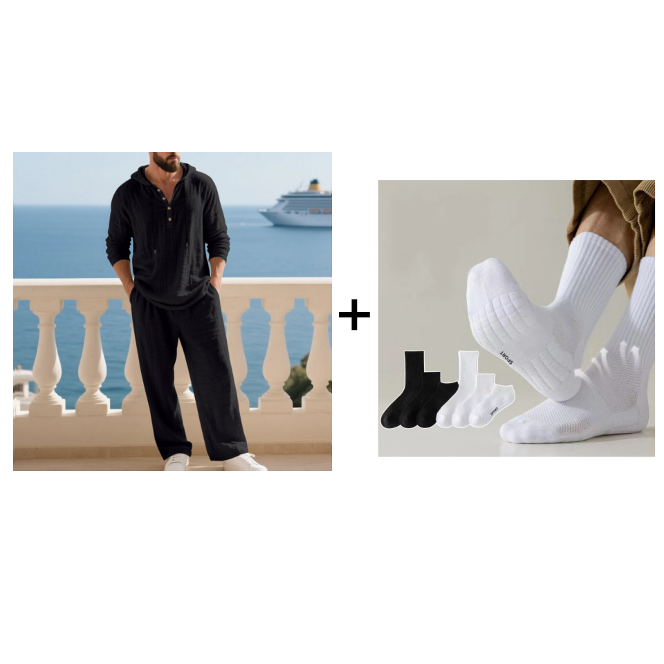Elvoria | Conjunto de Top y Pantalón Casual con Capucha para Hombre de 2 Piezas