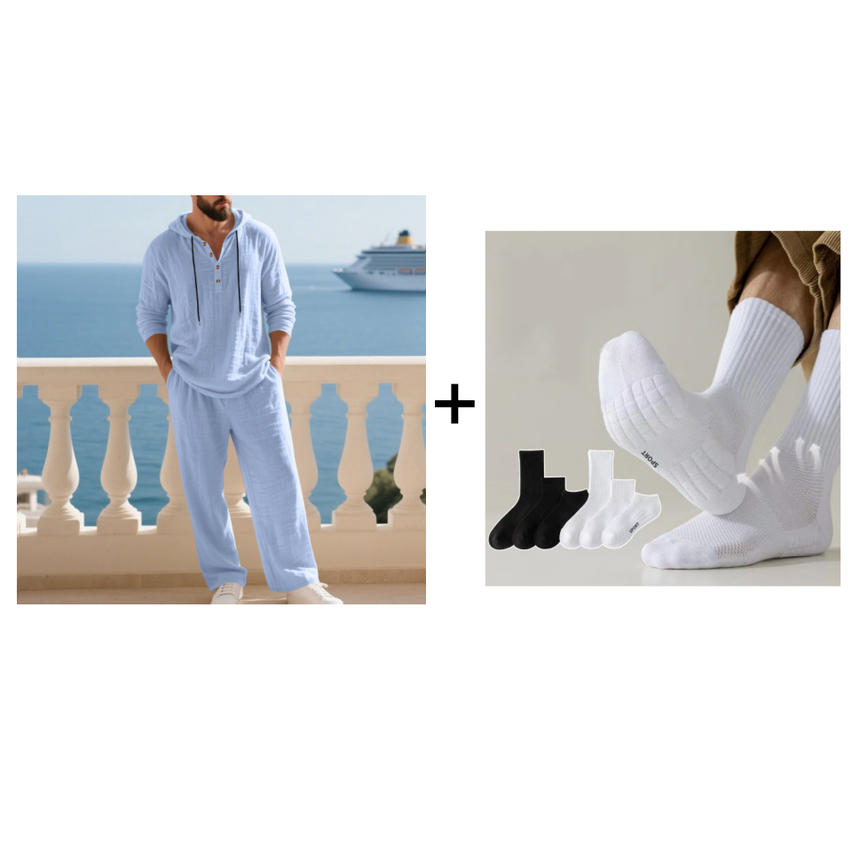 Elvoria | Conjunto de Top y Pantalón Casual con Capucha para Hombre de 2 Piezas