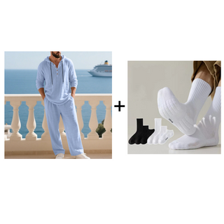 Elvoria | Conjunto de Top y Pantalón Casual con Capucha para Hombre de 2 Piezas