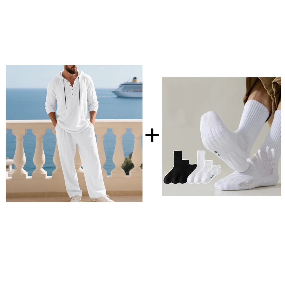 Elvoria | Conjunto de Top y Pantalón Casual con Capucha para Hombre de 2 Piezas