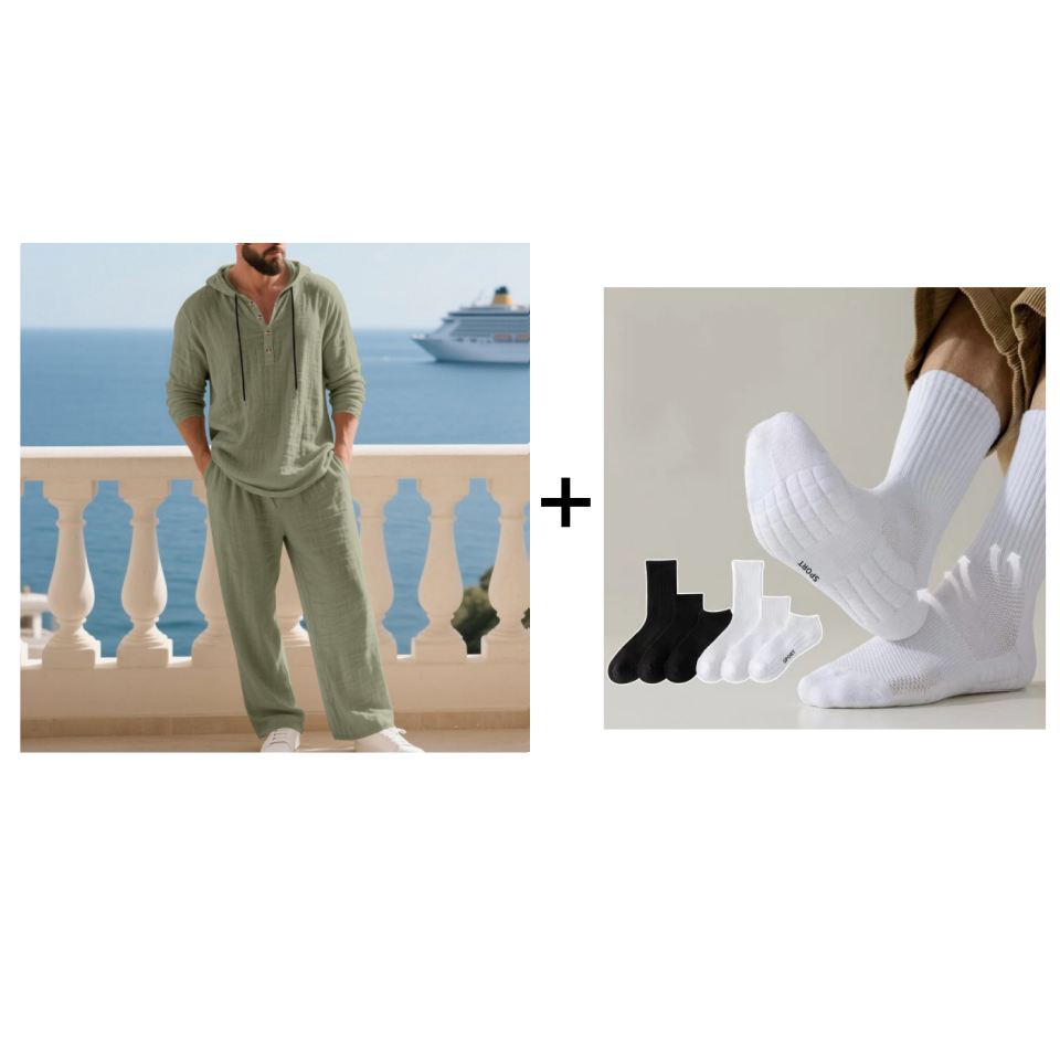 Elvoria | Conjunto de Top y Pantalón Casual con Capucha para Hombre de 2 Piezas