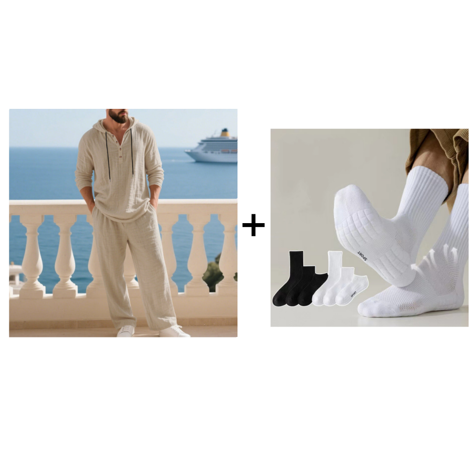 Elvoria | Conjunto de Top y Pantalón Casual con Capucha para Hombre de 2 Piezas