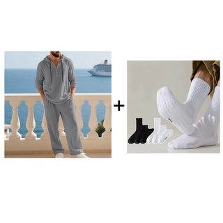 Elvoria | Conjunto de Top y Pantalón Casual con Capucha para Hombre de 2 Piezas