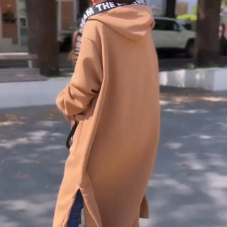 Sudadera Larga con Capucha y Cremallera